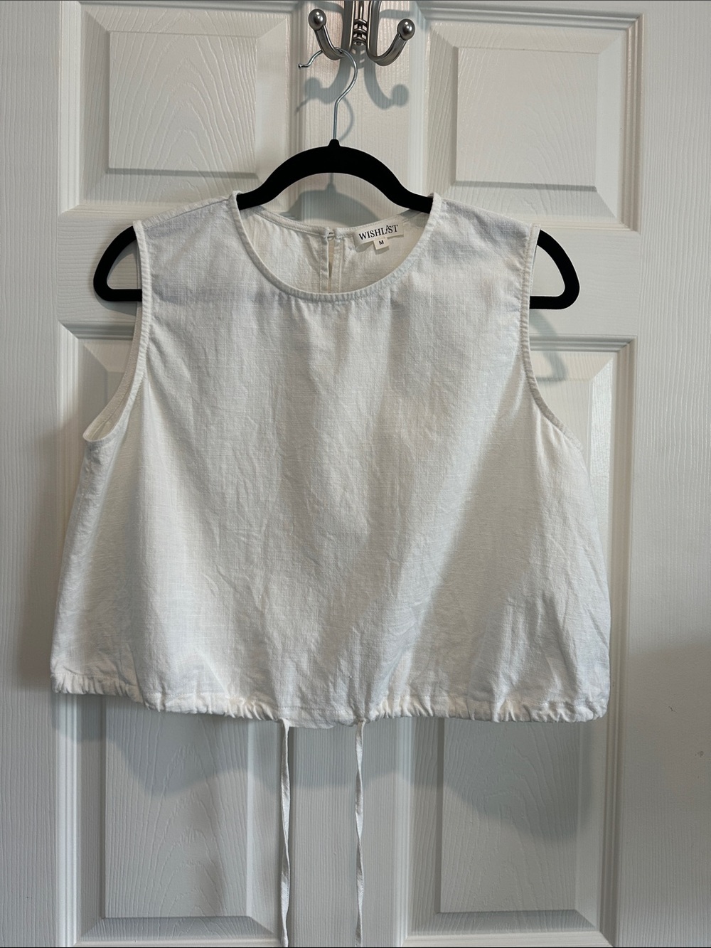 Wishlist Off-White Scoop Neck Linen-Blend Top